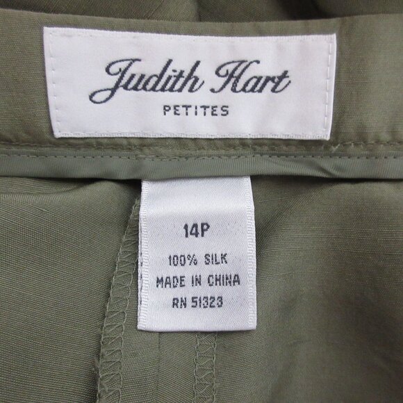 Henry Lee/Judith Hart Womens 2pc Open Front Jacket 14 100% Silk Pants 14P Green - Picture 7 of 11
